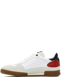 Baskets basses en cuir blanc et rouge ekn