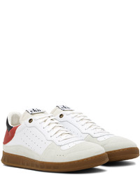 Baskets basses en cuir blanc et rouge ekn