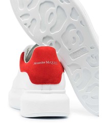 Baskets basses en cuir blanc et rouge Alexander McQueen