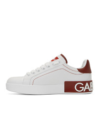 Baskets basses en cuir blanc et rouge Dolce And Gabbana