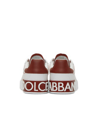 Baskets basses en cuir blanc et rouge Dolce And Gabbana