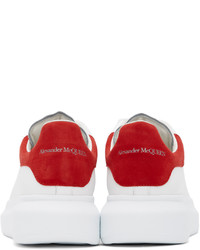 Baskets basses en cuir blanc et rouge Alexander McQueen