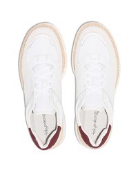 Baskets basses en cuir blanc et rouge New Balance