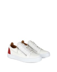 Baskets basses en cuir blanc et rouge Giuseppe Zanotti