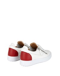 Baskets basses en cuir blanc et rouge Giuseppe Zanotti