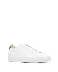 Baskets basses en cuir blanc et vert Common Projects