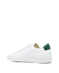 Baskets basses en cuir blanc et vert Common Projects