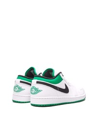 Baskets basses en cuir blanc et vert Jordan