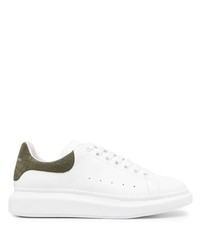 Baskets basses en cuir blanc et vert Alexander McQueen