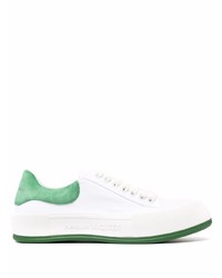 Baskets basses en cuir blanc et vert Alexander McQueen