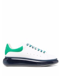 Baskets basses en cuir blanc et vert Alexander McQueen