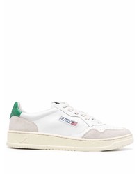 Baskets basses en cuir blanc et vert AUTRY