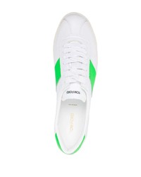 Baskets basses en cuir blanc et vert Tom Ford