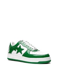 Baskets basses en cuir blanc et vert A Bathing Ape