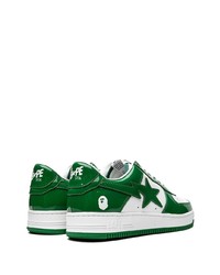 Baskets basses en cuir blanc et vert A Bathing Ape