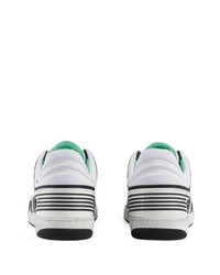 Baskets basses en cuir blanc et vert Gucci