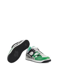 Baskets basses en cuir blanc et vert Gucci