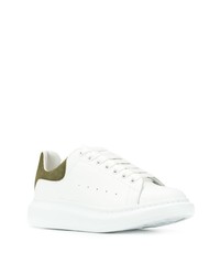 Baskets basses en cuir blanc et vert Alexander McQueen