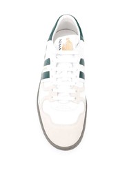 Baskets basses en cuir blanc et vert Lanvin