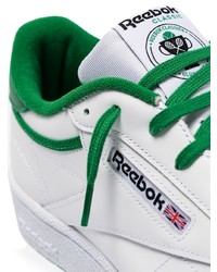 Baskets basses en cuir blanc et vert Reebok
