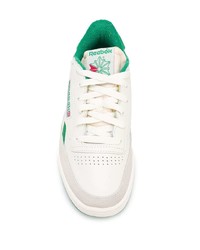 Baskets basses en cuir blanc et vert Reebok