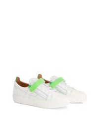 Baskets basses en cuir blanc et vert Giuseppe Zanotti