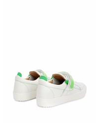 Baskets basses en cuir blanc et vert Giuseppe Zanotti