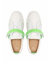 Baskets basses en cuir blanc et vert Giuseppe Zanotti