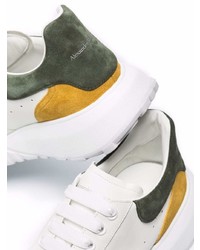 Baskets basses en cuir blanc et vert Alexander McQueen