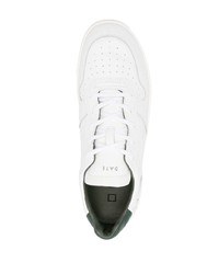 Baskets basses en cuir blanc et vert D.A.T.E