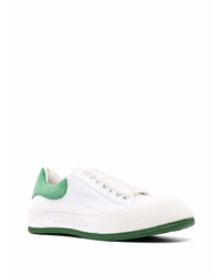 Baskets basses en cuir blanc et vert Alexander McQueen