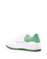 Baskets basses en cuir blanc et vert Alexander McQueen