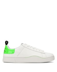 Baskets basses en cuir blanc et vert Diesel