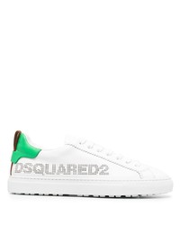 Baskets basses en cuir blanc et vert DSQUARED2