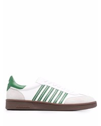 Baskets basses en cuir blanc et vert DSQUARED2