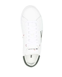 Baskets basses en cuir blanc et vert Kiton