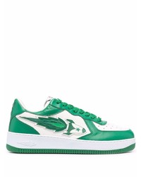 Baskets basses en cuir blanc et vert Enterprise Japan