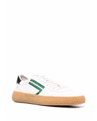 Baskets basses en cuir blanc et vert Puraai