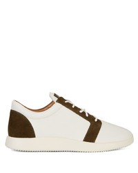 Baskets basses en cuir blanc et vert Giuseppe Zanotti