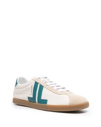 Baskets basses en cuir blanc et vert Lanvin