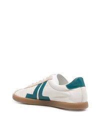 Baskets basses en cuir blanc et vert Lanvin