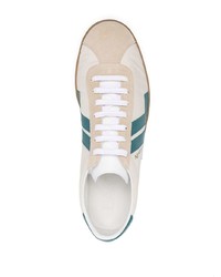 Baskets basses en cuir blanc et vert Lanvin