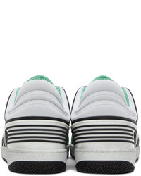 Baskets basses en cuir blanc et vert Gucci