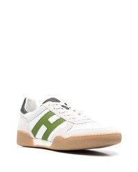 Baskets basses en cuir blanc et vert Hogan