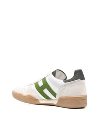 Baskets basses en cuir blanc et vert Hogan