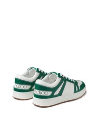 Baskets basses en cuir blanc et vert Jimmy Choo