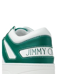 Baskets basses en cuir blanc et vert Jimmy Choo