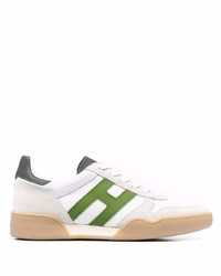 Baskets basses en cuir blanc et vert Hogan