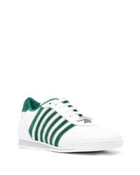 Baskets basses en cuir blanc et vert DSQUARED2