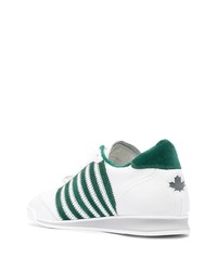 Baskets basses en cuir blanc et vert DSQUARED2